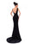 Tarik Ediz - 93498 Deep V-neck Sheath Gown with Beaded Jacket In Black