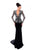 Tarik Ediz - 93498 Deep V-neck Sheath Gown with Beaded Jacket In Black