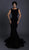 Tarik Ediz - 93600 Floral Lace Bateau Mermaid Dress in Black