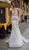 Tarik Ediz - 93601 Floral Embroidered Sheer Long Sleeve Mermaid Dress In White