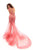 Tarik Ediz - Floral Embroidered Sheer Long Sleeve Mermaid Dress 93601 - 1 pc Dark Rose In Size 10 Available