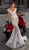 Tarik Ediz - 93602 Floral Embroidered Mermaid Dress With Train In White