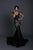 Tarik Ediz - 93602 Floral Embroidered Mermaid Dress With Train In Black