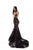 Tarik Ediz - 93602 Floral Embroidered Mermaid Dress With Train In Black