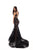 Tarik Ediz - Floral Embroidered Mermaid Dress With Train 93602 In Black