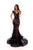 Tarik Ediz - Floral Embroidered Mermaid Dress With Train 93602 In Black