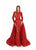 Tarik Ediz - 93608 Allover Lace Long Fitted Gown with Full Overskirt In Red