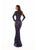 Tarik Ediz - 93608 Allover Lace Long Fitted Gown with Full Overskirt In Blue
