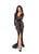Tarik Ediz - 93609 Long Sleeve Lace Fitted Gown with Center Slit in Black