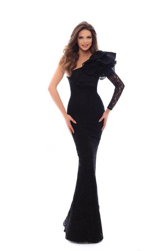 Tarik Ediz - 93610 Ruffle Accented Asymmetric Trumpet Dress