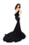Tarik Ediz - 93612 Strapless Sweetheart Glitter Velvet Mermaid Gown In Black