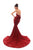 Tarik Ediz - 93612 Strapless Sweetheart Glitter Velvet Mermaid Gown In Red