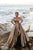 Tarik Ediz - Off-Shoulder Jacquard Sheath Gown With Overskirt 93621 - 1 pc Gold In Size 14 Available