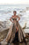 Tarik Ediz - 93621 Off-Shoulder Jacquard Sheath Gown With Overskirt In Gold