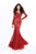 Tarik Ediz - 93623 Beaded Lace Illusion Off Shoulder Mermaid Gown In Red