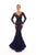 Tarik Ediz - 93623 Beaded Lace Illusion Off Shoulder Mermaid Gown In Blue