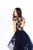 Tarik Ediz - 93629 Floral Embroidered Dress With Tulle Train In Blue