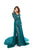 Tarik Ediz - 93630 Floral Long Sleeves Jumpsuit with Train In Green