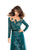 Tarik Ediz - 93630 Floral Long Sleeves Jumpsuit with Train In Green