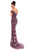 Tarik Ediz - Embroidered Plunging Off-Shoulder Sheath Dress 93632 In Purple
