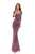 Tarik Ediz - 93633 Embroidered Illusion Neck Dress With Overskirt In Purple