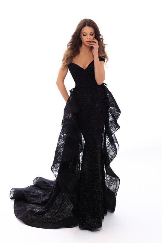 Tarik Ediz - 93634 Beaded lace Off-Shoulder Dress With Overskirt