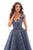 Tarik Ediz - 93637 Sleeveless Lace Illusion Bateau Ballgown In Blue