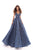 Tarik Ediz - 93637 Sleeveless Lace Illusion Bateau Ballgown In Blue