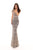 Tarik Ediz - 93638 Floral Lace Sheath Evening Dress In Blue and Gray