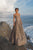 Tarik Ediz - 93639 Floral Lace Illusion Pleated Ballgown In Blue and Gray