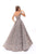 Tarik Ediz - 93639 Floral Lace Illusion Pleated Ballgown In Blue and Gray