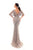 Tarik Ediz - 93640 Lace Plunging V-Neck Bat Evening Dress In Gray and Blue
