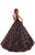 Tarik Ediz - 93641 Plunging Floral Lace Obi Ballgown
