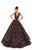 Tarik Ediz - 93641 Plunging Floral Lace Obi Ballgown
