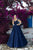 Tarik Ediz - 93644 Illusion Neckline Allover Lace A-Line Evening Gown In Blue