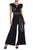 Taylor - 1139MJ Ruffle and Tie Accent Crepe Jumpsuit in Black