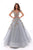 Tarik Ediz - Floral Embroidered Illusion Bateau Ballgown 93653 In Blue