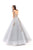 Tarik Ediz - 93653 Floral Embroidered Illusion Bateau Ballgown In Blue