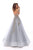 Tarik Ediz - Floral Embroidered Illusion Bateau Ballgown 93653 In Blue