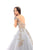Tarik Ediz - 93653 Floral Embroidered Illusion Bateau Ballgown In Blue
