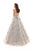 Tarik Ediz - 93654 Floral Applique Illusion Neck A-line Dress In Blue
