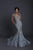 Tarik Ediz - 93661 Floral Embroidered Illusion Bateau Mermaid Dress In Blue