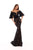 Tarik Ediz - 93662 Floral Embroidered Bat Sleeve Trumpet Dress In Black