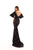 Tarik Ediz - 93662 Floral Embroidered Bat Sleeve Trumpet Dress In Black