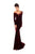 Tarik Ediz - 93663 Floral Applique Long Sleeve Velvet Trumpet Dress