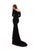 Tarik Ediz - 93663 Floral Applique Long Sleeve Velvet Trumpet Dress