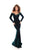 Tarik Ediz - 93663 Floral Applique Long Sleeve Velvet Trumpet Dress
