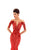 Tarik Ediz - 93670 Sequined Floral Applique Illusion Long Gown In Red
