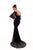 Tarik Ediz - 93671 Lace Bat Sleeve Illusion Bateau Trumpet Dress In Black