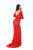 Tarik Ediz - 93671 Lace Bat Sleeve Illusion Bateau Trumpet Dress In Red
